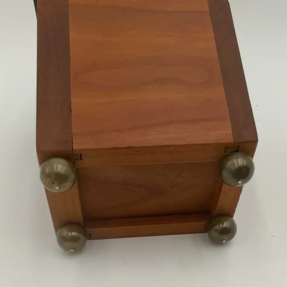 Black Lacquer and Wood Pagoda Shape Box Hinge Opening